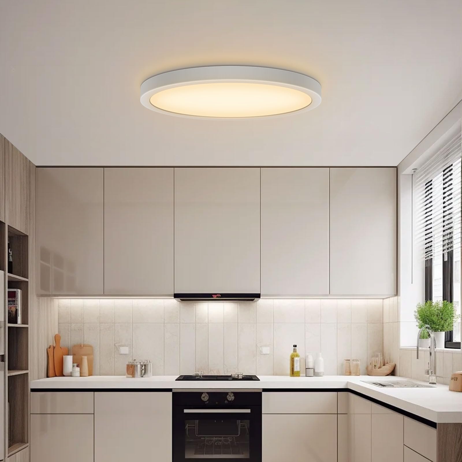 VIPMOON 24W LED Ceiling Light, IP20 Dustproof Bathroom Light, Ultra-Thin Ceiling Lamp Warm White 3000K, Modern Round Flush Ceiling Light for Bedroom, Bathroom, Passage, Balcony, Kitchen