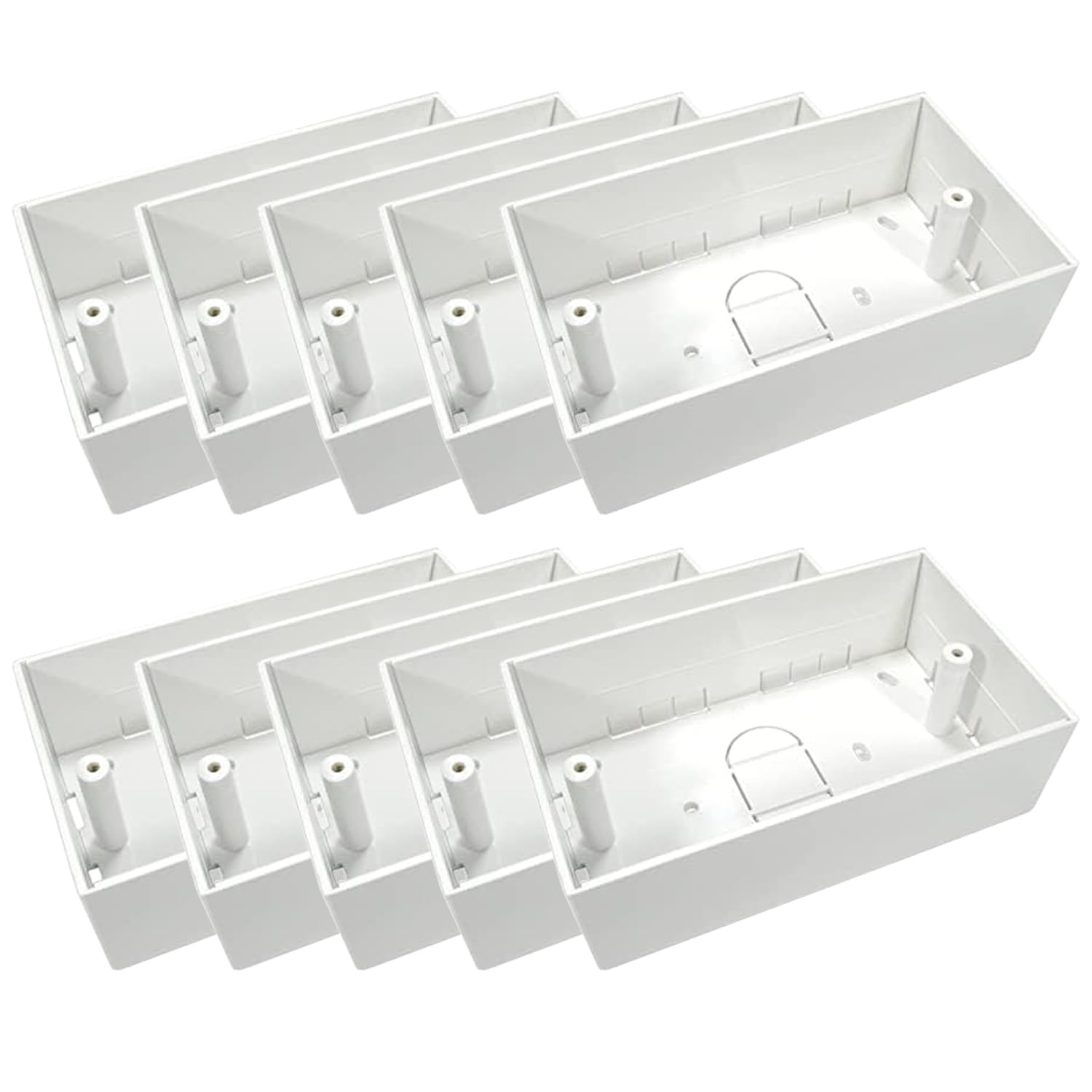 rhinocables Ethernet Back Box for Faceplate, Fits Wall Plate for Ethernet Cable Networking Sockets Surface Mount Box (10 PACK, 45mm)