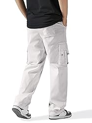 PLEPAN Mens Cargo Pants Drawstring Elastic Waist