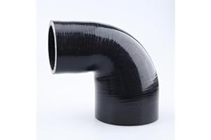 AC PERFORMANCE ID 3.5" to 2.5" (89mm to 64mm), 90 Degree Elbow Reducer Coupler, Leg Length 3.5" (90mm), 4-Ply Reinforced, Universal Automotive Silicone Hose, Black