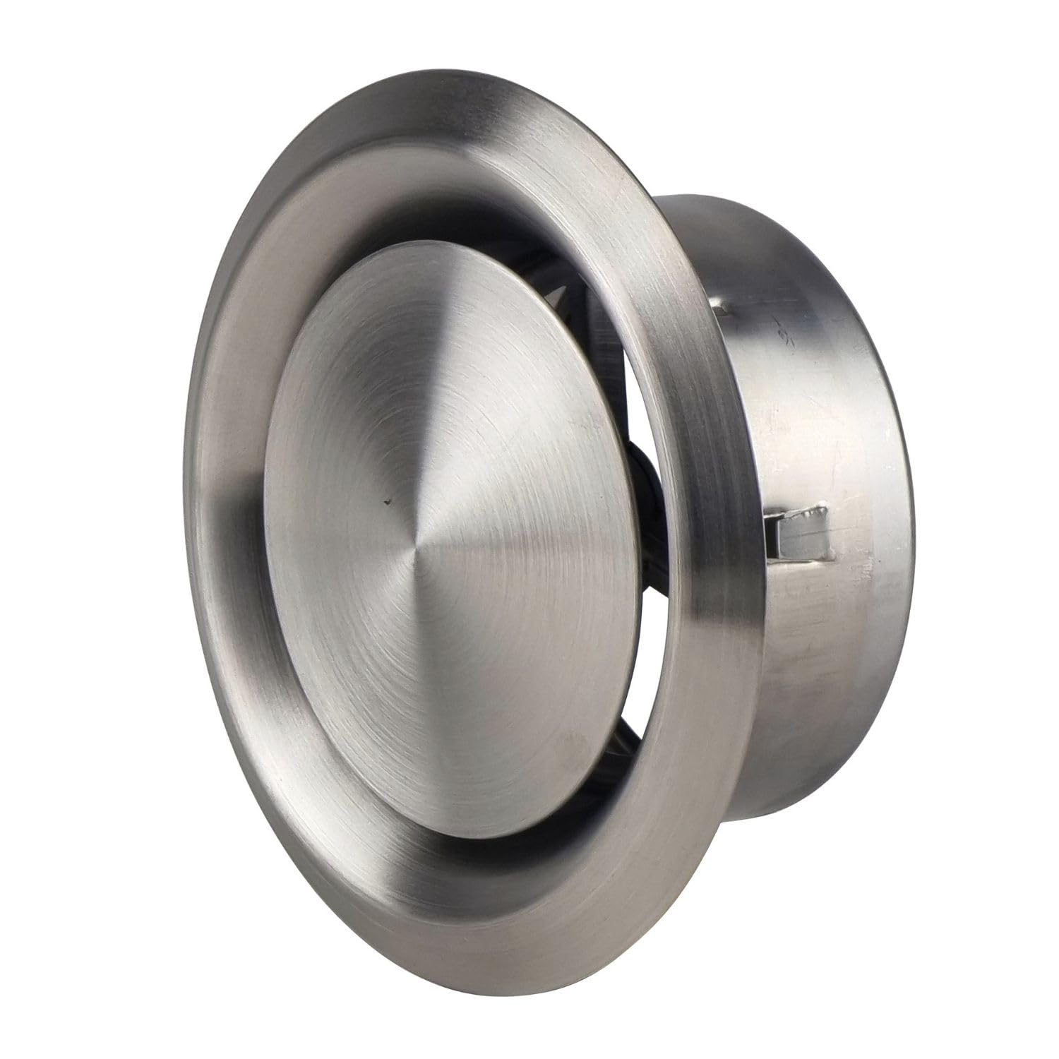 Steinberg14 Stainless Steel 100mm Air Valve for Supply and Exhaust Ventilation - 4 inch Extractor Fan Vent Cover - Round Adjustable Air Vent - Wall Bathroom Diffuser - Ceiling Ventilation