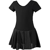 Ballet Dress for Girls Classic Short Sleeve Dance Leotards with Skirt Ballerina Outfits for Kids