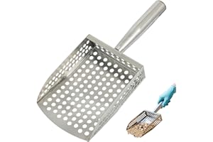 Sand Sifter, Sand Scoop for Metal Detecting, Heavy Duty Stainless Steel Beach Sifter with Handle, Flea Rake & Rock for Treasu