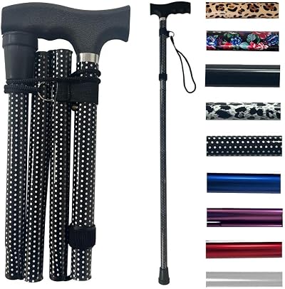 Life Folding Walking Stick Adjustable Height Lightweight Aluminium Cane