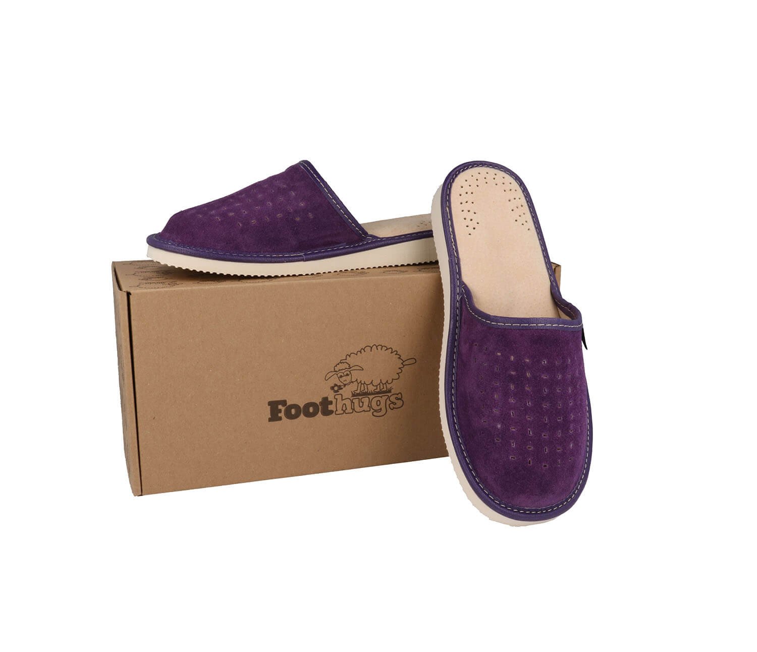 Suede Womens Slippers with Orthopeadic Insole, Size 4,5,6,7,8 UK (6 UK/39 EU, Purple)