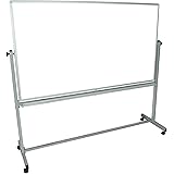 Luxor Mobile Dry Erase Double-Sided Magnetic Whiteboard with Aluminum Frame and Stand - 72"W x 40"H