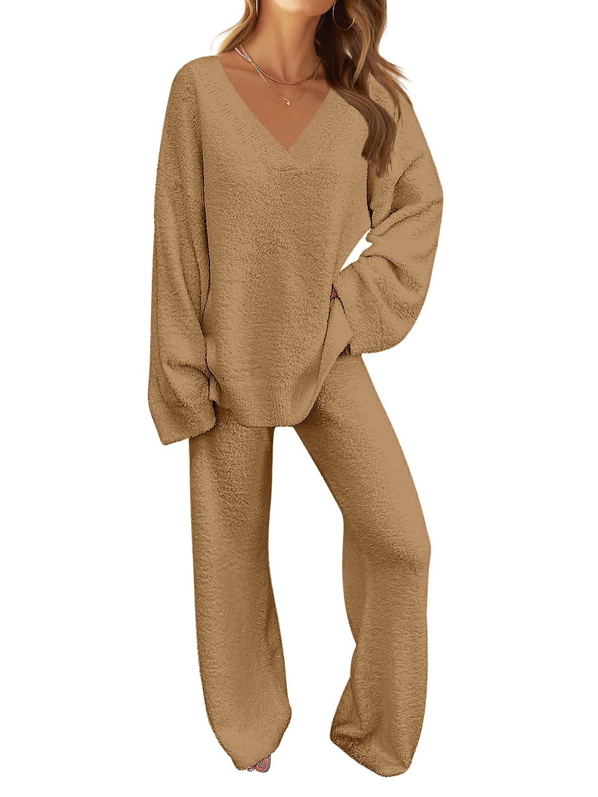 Photo 1 of (top only) Fall Fashion Sweater Pajama Fuzzy Camel, Small