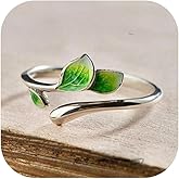 Someki Boho Rings Adjustable Statement Silver Fashion Rings Leaf Ring Summer Accessories Jewelry Anniversary Birthday Gifts for Women