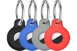 VAGAWEI 4 Pack Airtag Holder Compatible with AirTag, Airtag Cover GPS Tracker with Keychain, Multi-Color Protective Silicone Airtag Accessories Case for Kids, Dog Collar, Luggage, Keys and More
