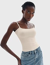 PUMIEY Tank Top for Women Square Neck Spaghetti