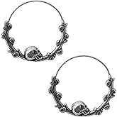 HAQUIL Gothic Punk Biker Skull on Tree Brance Hoop Earrings, Goth Jewelry Gift for Men and Women