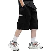 Verdusa Boys Jorts Elastic Waist Wide Leg Casual Loose Denim Shorts with Pockets