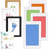 BabyQunt Inkless Baby Hand and Footprint Kit,Clean-Touch Ink Pad Kit,Safe No Mess Printing Infant Hand Foot Stamp,4 Pack Newborn Inkless Print Pads Best Keepsake or Gifts for Family