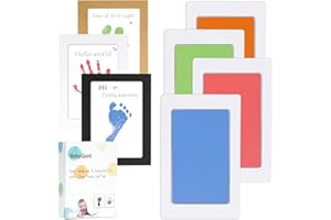BabyQunt Inkless Baby Hand and Footprint Kit,Clean-Touch Ink Pad Kit,Safe No Mess Printing Infant Hand Foot Stamp,4 Pack Newborn Inkless Print Pads Best Keepsake or Gifts for Family