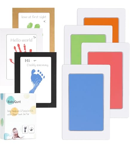 Tinta No Tóxica Kit Huellas Manos Pies Bebé Kimimara - 4 Almohadillas Tinta | Incluye Tarjetas Impresión | No Tóxico Huellas Bebe Recien Nacido
