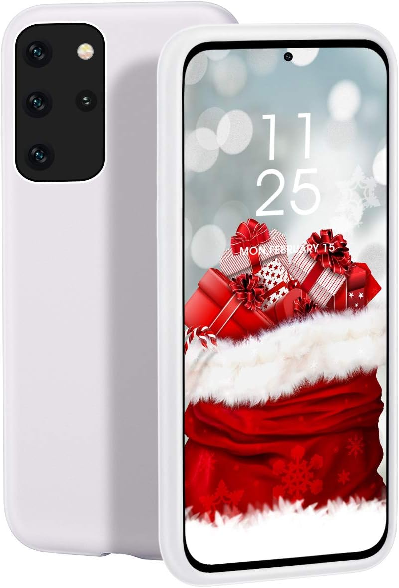 zelaxy Galaxy S20 Plus Case, Liquid Silicone Gel Rubber Shockproof Slim Shell with Soft Microfiber Cloth Lining Cushion Cover for Galaxy S20 Plus - White