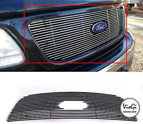 VioGi New 1pc Overlay Main Upper Aluminum Polished Billet Grille w/Hardware+Instruction For 99-03 Ford F-150 &amp; 99-03 Ford F-150 Harley Davidson &amp; 99-03 Ford F-150 Lightning