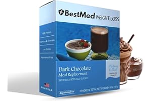 BestMed Weight Loss Dark Chcolate Pudding/Shake Mix - 7/Box | Gluten Free, KETO Friendly, Low Calorie, Low Carb, Vitamin Fortified, Meal Replacement