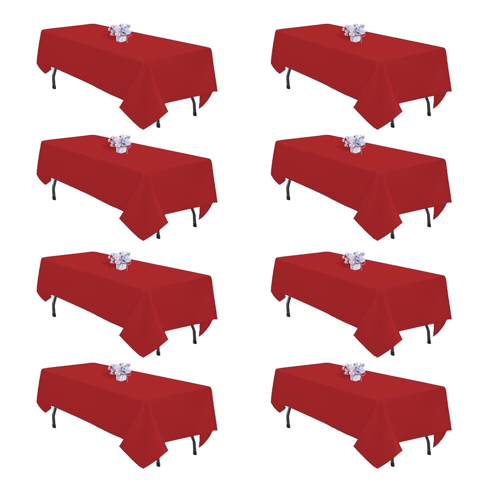 Photo 1 of pepmily 8 Pack Red Christmas Tablecloth 60x102 Inch Rectangle Tablecloths for 6 Foot Rectangle Tables, Table Cloth Washable Polyester Fabric Rectangular Table Cover for Dining Banquet Wedding Party