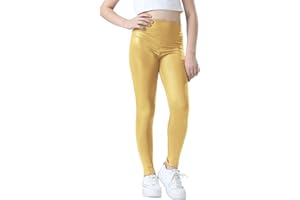 Jinhiteam Girls Metallic Active Leggings Size 4-14 Years Shiny Sparkly Mystique Stretch Ankle Length for Kids Youth Teen