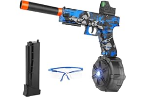 VRTFCEO Electric Gel Ball Blaster with Drum - JM-X2 Manual and Automatic Splatter Pistol, Gel Splat Blaster Shooting Toy with Goggles