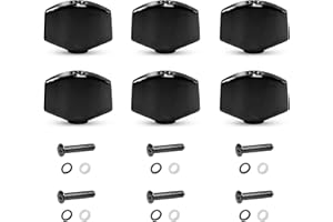 MAXCHEER 6PCS Metal Big Square Shape Guitar Tuning Peg Tuners Machine Head Replacemen Buttons knob Handle Tip (Black)