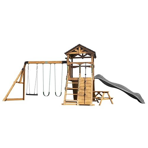 Backyard Discovery Endeavor II All Cedar Wood Swing Set Playset