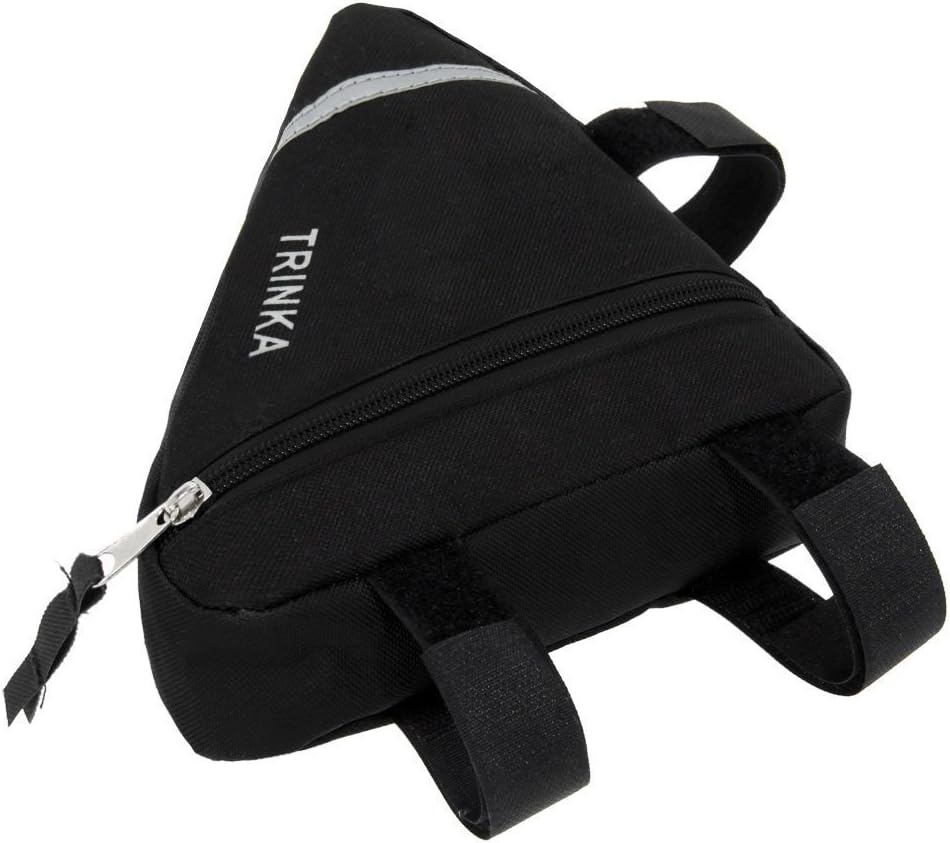 Wommty Bike Triangle Cycling Bicycle Front Tube Frame Pouch Saddle Bag With Reflective Stripe, Black, 7.4 x 7 x 1.7 inches - Image 4