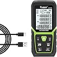 Huepar Laser Distance Meter 393Ft with Li-ion Battery & Electric Angle Sensor, Backlit LCD Laser Measure M/in/Ft with High Accuracy Multi-Measurement Modes, Pythagorean, Distance, Area&Volume