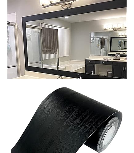 STAMINATE Peel And Stick Dark Gray Wood Grain Wallpaper Border - 32.8 Feet Removable PVC For Bathroom, Mirror Frames
