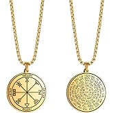 VASSAGO Key of Solomon Seals Necklace Engraved with 72 Names of God | Double Sided Pendant Spiritual Protection Amulets for Men Women