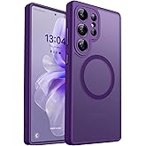 CANSHN Designed for Samsung Galaxy S25 Ultra Case (2025) [Full Camera Protection] [Compatible with Magsafe] Translucent Matte Back Protective Phone Cover, Deep Purple