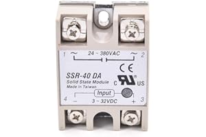 Artshu 1Pc Industrial Solid State Relay SSR 40A with Protective Flag SSR-40DA 40A DC Control AC