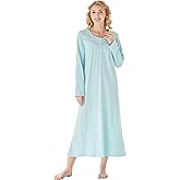 Keyocean Nightgowns for Women, Soft Cotton Comfortable Lightweight Long-Sleeve Ladies Night Dresses