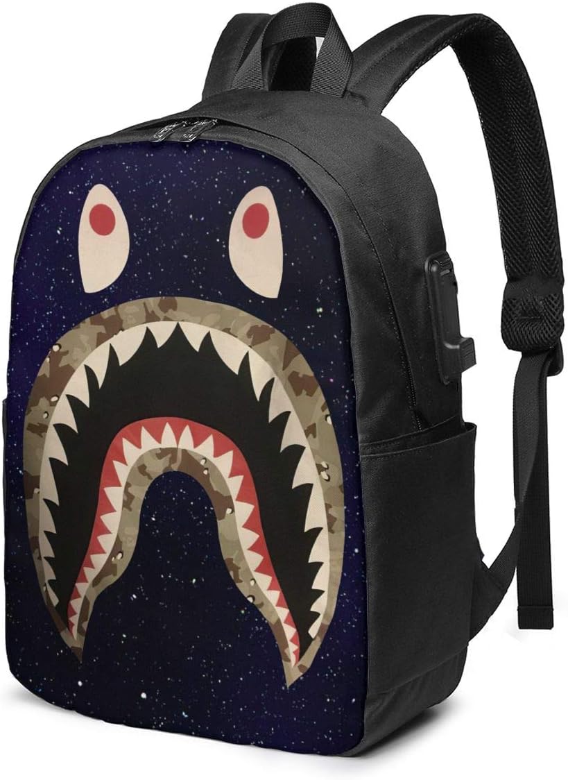 Cartoon Anime Bape Shark Laptop Bag Work Backpack
