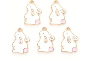 KitBeads 10pcs Enamel Rabbit Charms Kawaii Animal Holiday Charms Alloy Easter Bunny Charms for Jewelry Making Bracelets Necklace Bulk