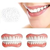 Suweiyuanshiyi 2 Pairs Fake Tooth,Fake Teeth Soft Denture Silicone Reline Kit, Natural Tones Take Tooth Set