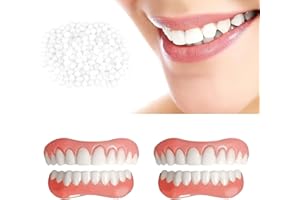 Suweiyuanshiyi 2 Pairs Fake Tooth,Fake Teeth Soft Denture Silicone Reline Kit, Natural Tones Take Tooth Set