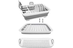 Collapsible Dish Rack and Drainboard Set Foldable Dishes Drying Racks Portable Drainer Dinnerware Organizer Folding Tableware