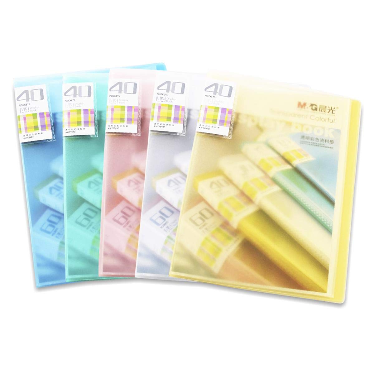 M&G A4 Presentation Display Book Project Folder, Storage Case Portfolio Folder, 800 Micron Random Colour Cover with 40 Pockets, 80 Sides (1 Piece, 40 Pockets)