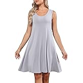 ROMRUM Women's Summer T-Shirt Dress Scoop Neck Sleeveless Loose A-Line Sundress Casual Beach Cover up Tank Dresses