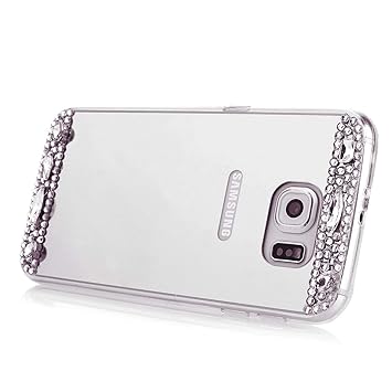 Felfy Kompatibel mit Hülle Samsung Galaxy S6 Edge Plus SchutzHülle Luxus HandyHülle Glitzer Bling Kristall Strass Diamant Cov