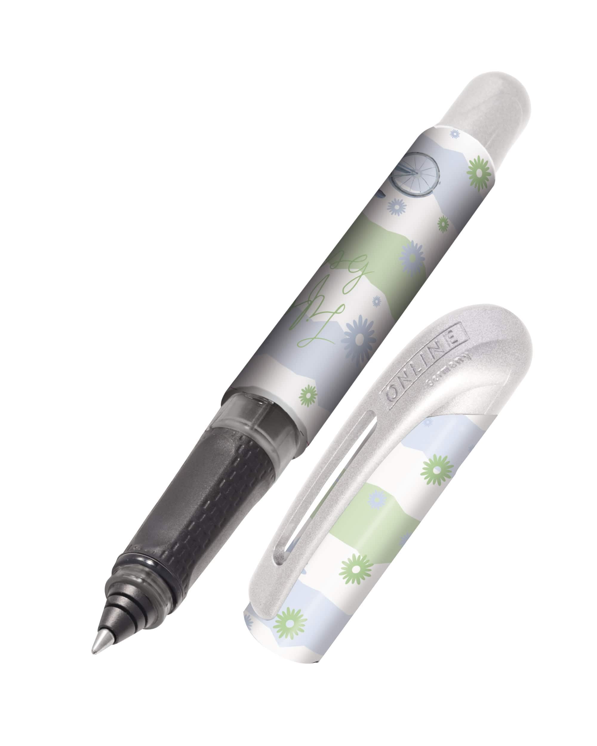 Online ink cartridge rollerball College Life is beautiful, pen for right- and left-handers, ergonomic grip part, standard ink cartridges, incl. combi cartridge blue