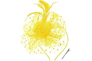 Durzasvo Women's Fascinators Tea Party Wedding Derby Mesh Flower Pearl Feather Fascinator Hat with Headband and Clip