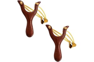 KISEER 2 Pcs Wooden Slingshot Toy for Kids Adults with Rubber Bands for Outdoor Hunting Catapult Game