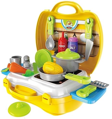 Brigamo to go im Koffer Spielzeugset, Spielzeug Küche Kinderküche Set
