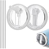 2 Pics 40oz Tumbler Flip Straw Lid For Stanley Quencher H2.0,Leak Proof Cup Top Lids Replacement Reusable Spill Proof No Spill Tumbler Cover for Stanley Cup Accessories(2-pack-white)