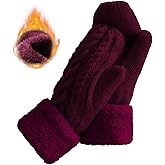 Whiteleopard Women's Winter Gloves Warm Lining - Cozy Wool Knit Thick Gloves Mittens