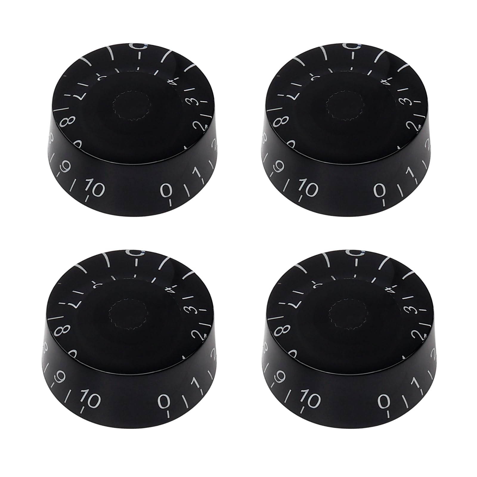 Banworks '60s Style Electric Guitar Control Knobs 2 Tone 2 Volume Speed Knobs Top Hat Metric 6mm (15/64") 18-Spline for Epiphone Les Paul SG Electric Guitars Pack of 4 JT/XN-02 Black White Numbers