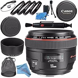 See Canon EF 50mm f/1.2L USM Lens 1257B002 + 77mm Macro Close Up Kit + Lens Cleaning Kit + Lens Pen Cleaner + Fibercloth Bundle Details